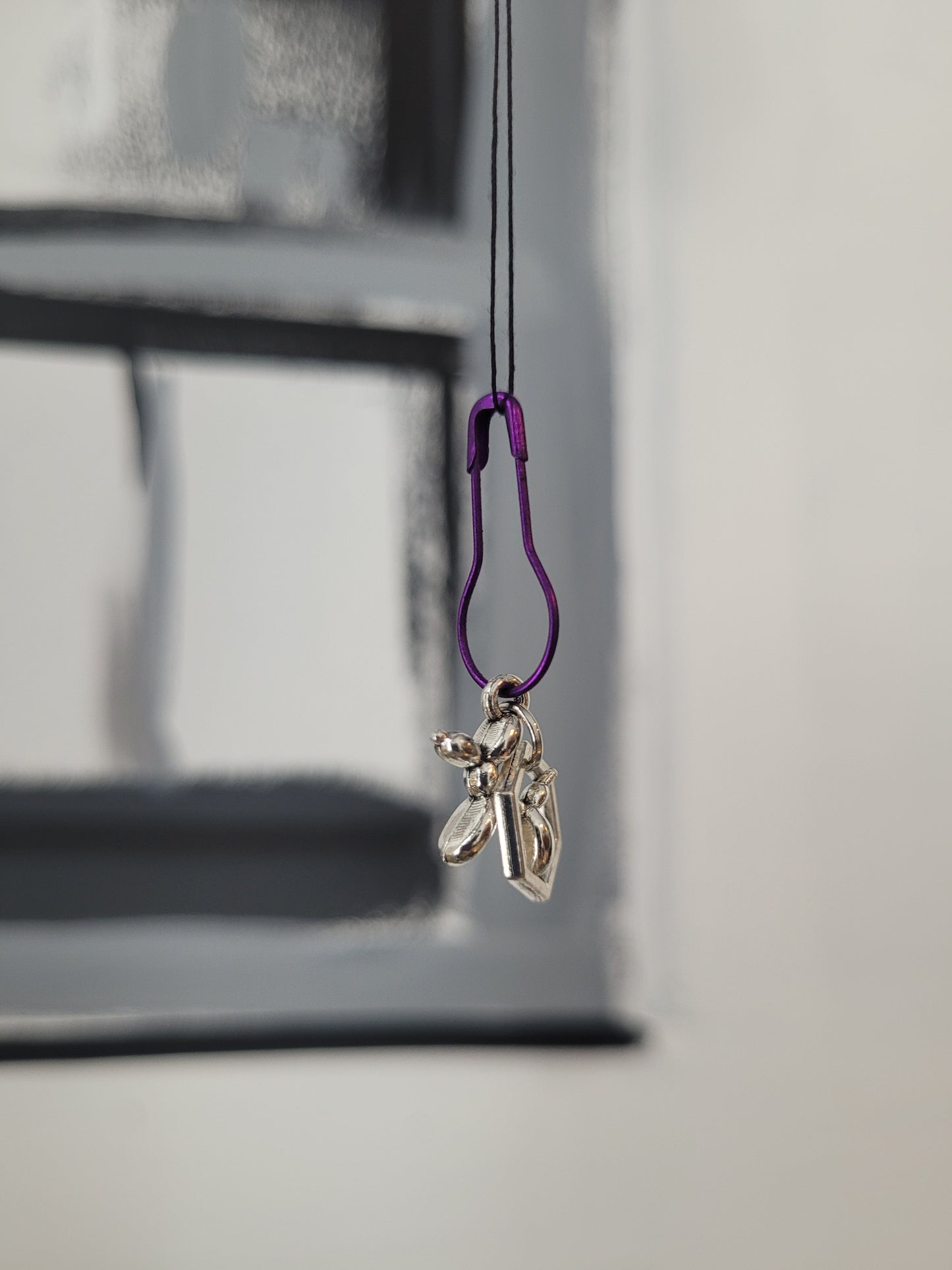 Hekl- og prjónamerki - Silfur Balloon dog